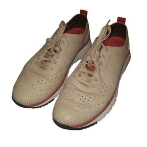 Cole Haan Zerogrand Size 10.5 Leather Laser Wingtip Dove/White/Scarlet Sneaker